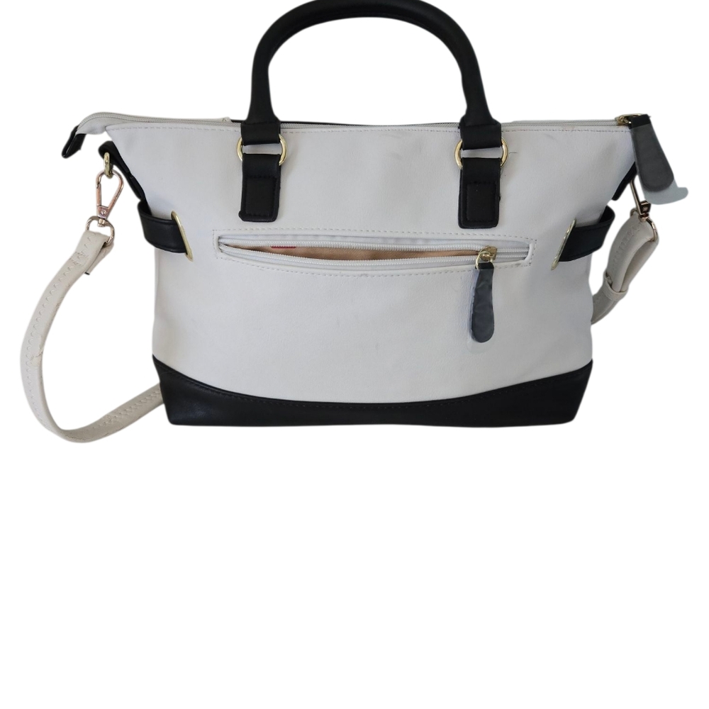 Stone Mountain Accessories White and Black Satchel with Tassel - Picture 4 of 11